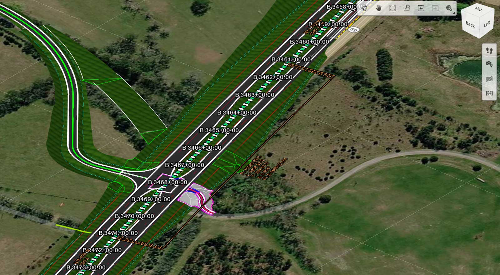 a 3D model of a roadway