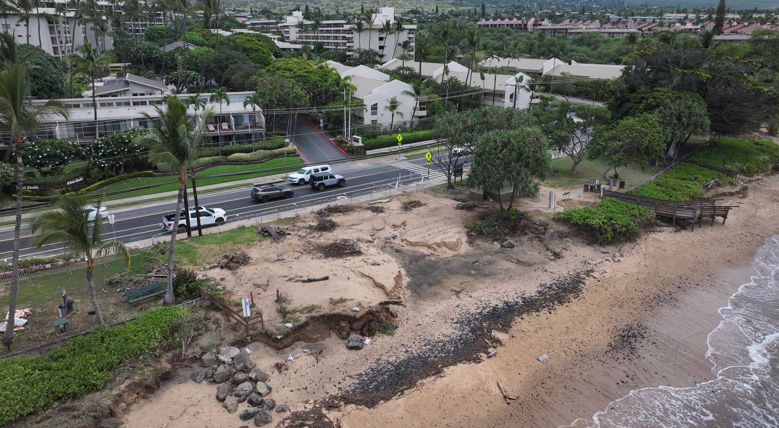 Hurricane Lowell washed away a portion of the beach