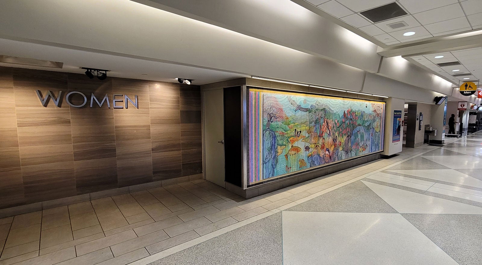 redesigned women's restroom at Philadelphia International Airport