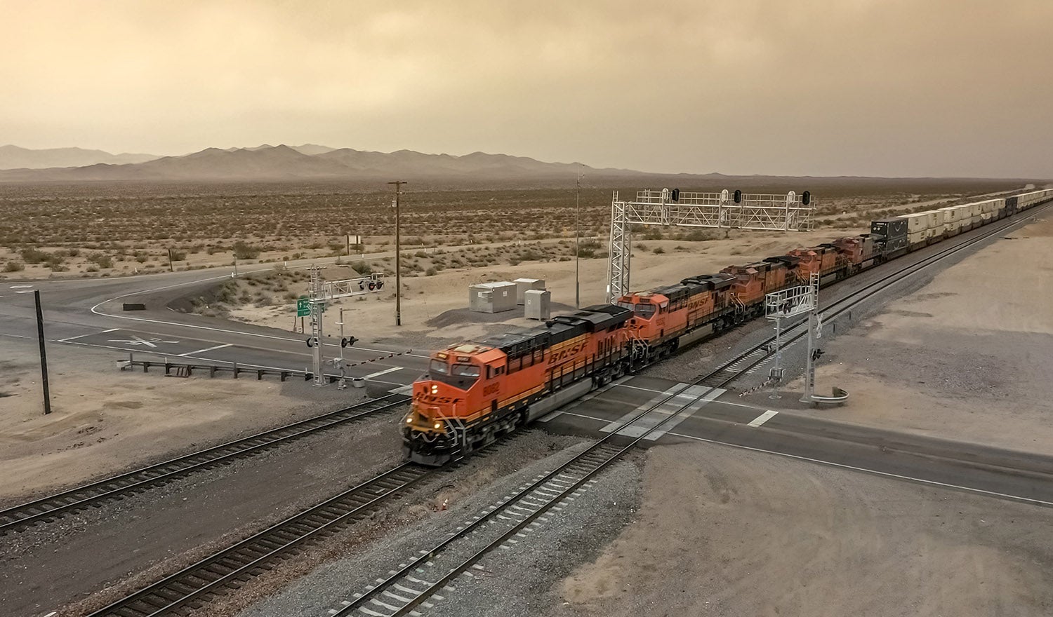 train in intersection with third main track
