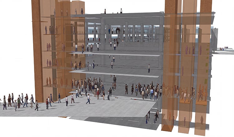 Pedestrian modeling at a parking garage