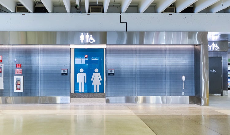 Modern restroom exterior